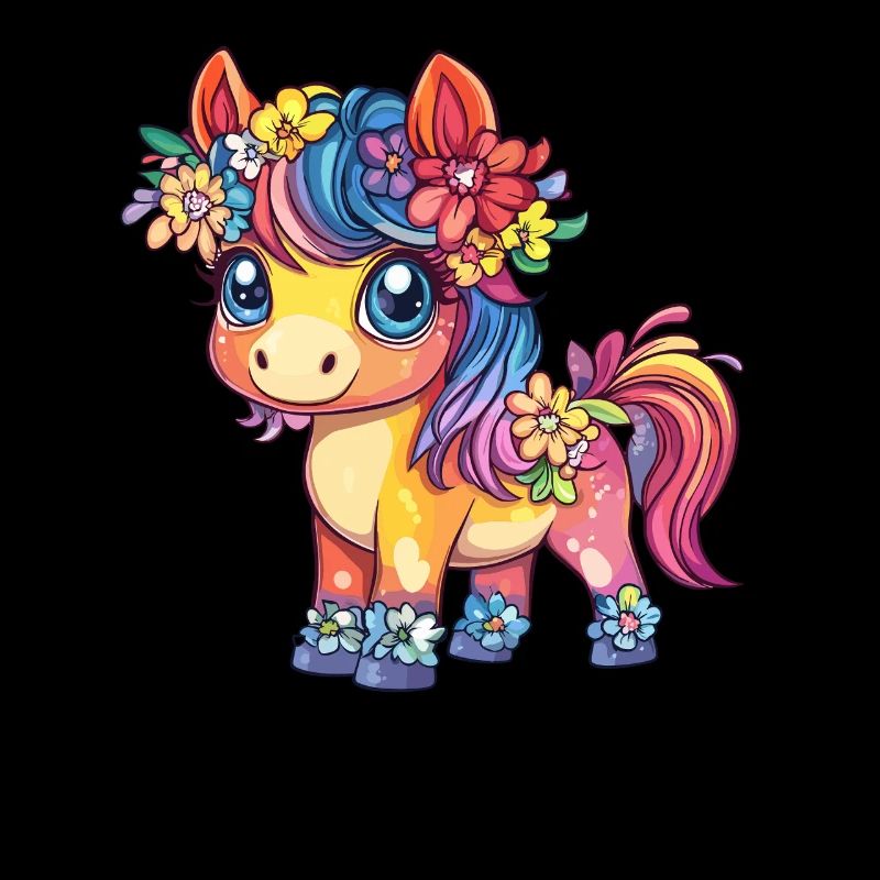 Flower pony in rainbow look