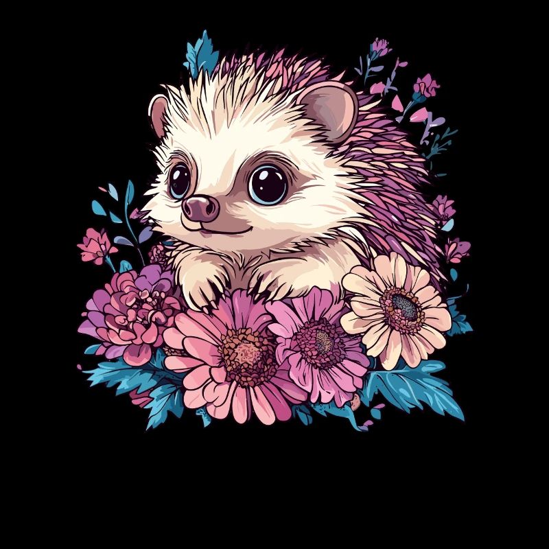 Hérisson mignon en fleurs