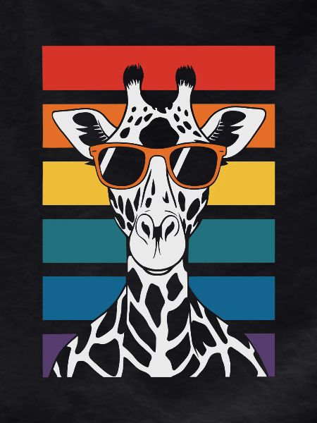 Giraffe with sunglasses sunset
