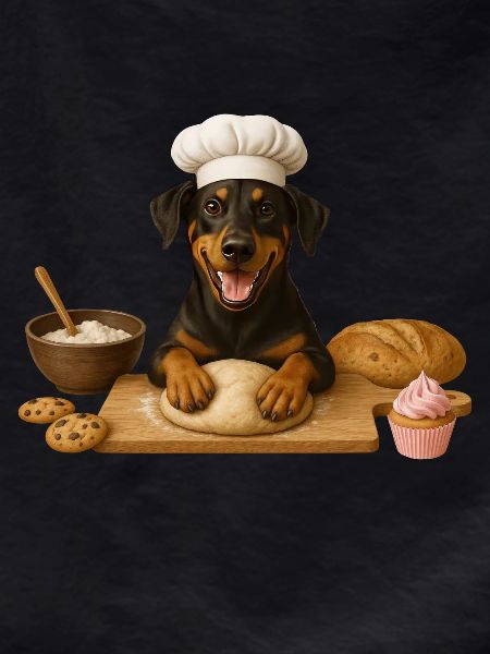 Doberman Baking Cake Cookies