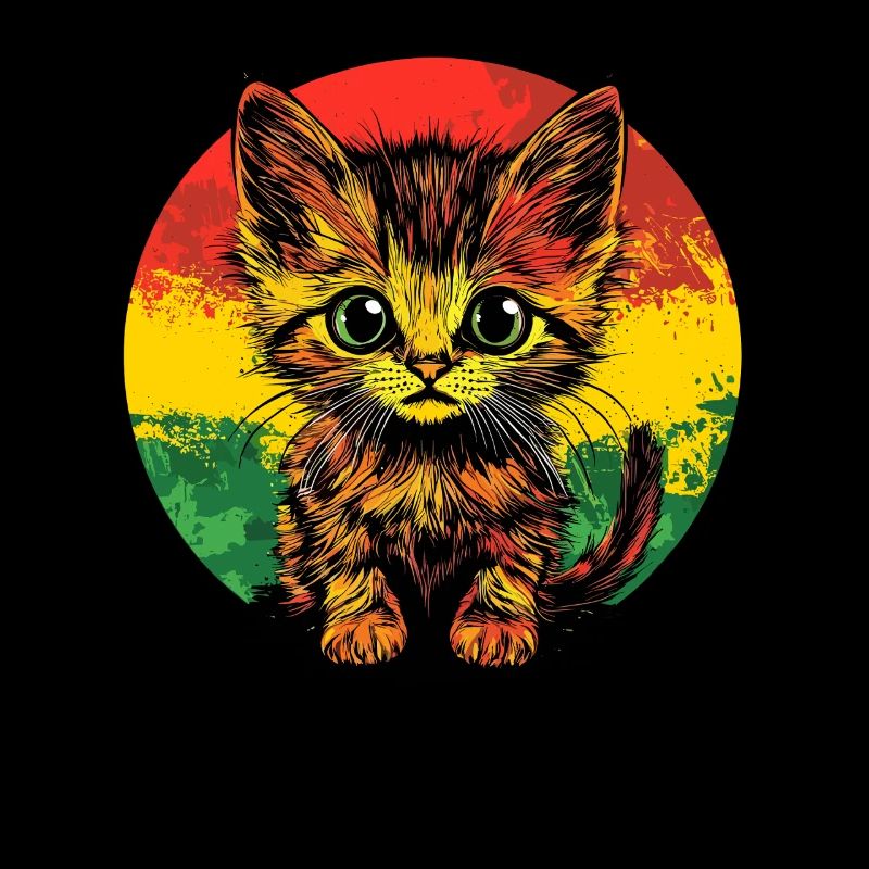 Chat coloré devant le cercle