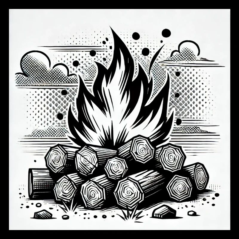 Lagerfeuer im Comic-Stil: Wärme & Atmosphäre