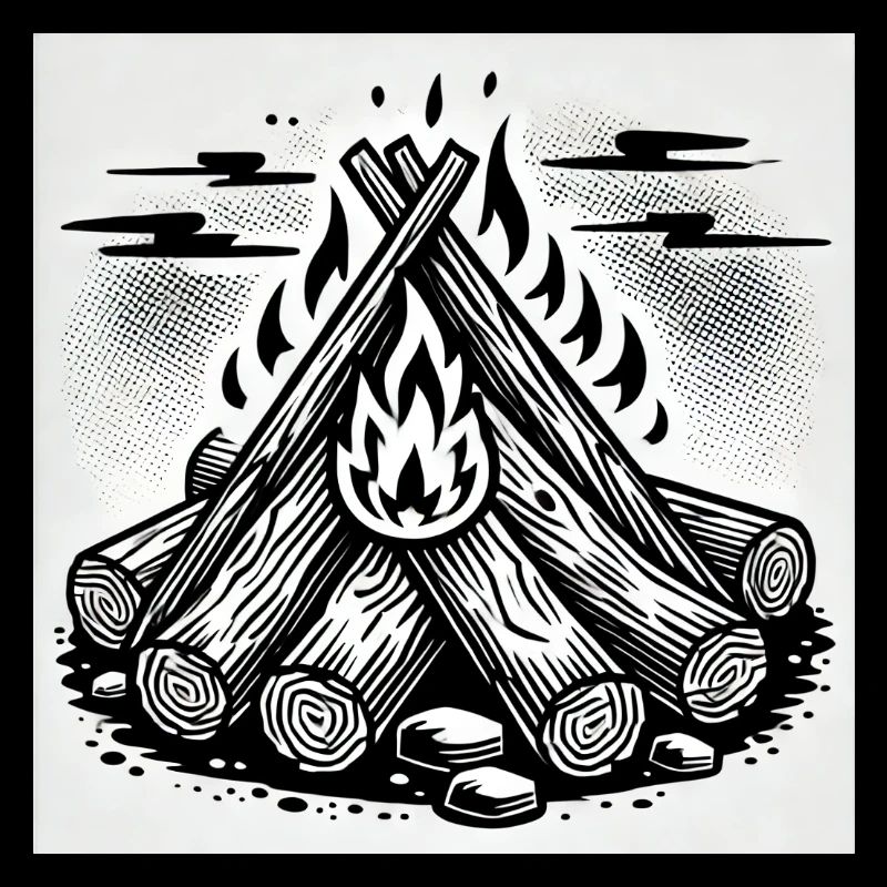 Flame Play in Comic Style: Campfire Art