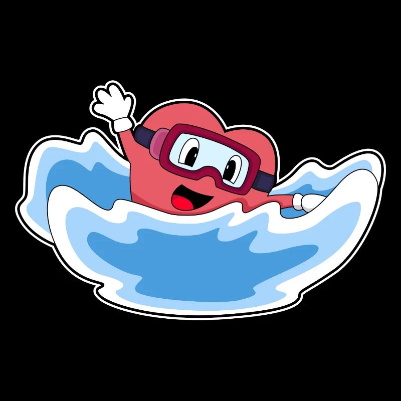 Heart Swimming Waves