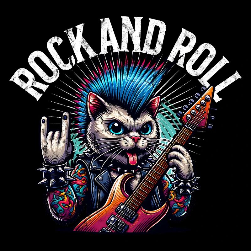 Cat Rock and Roll Guitarist