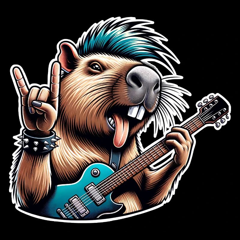 Capybara Rock and Roll Guitarist