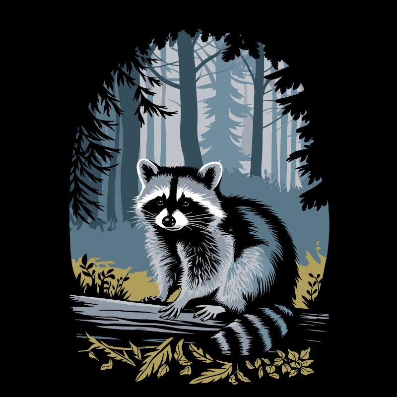 raton laveur dans la forêt de Cottagecore