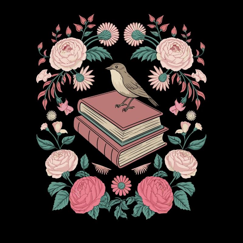 Cottagecore Bücher Vogel Blumen Romantik