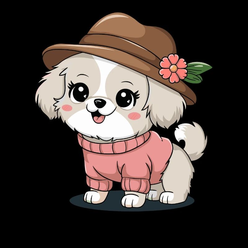 Süßer Hund Mit Hut Und Pullover