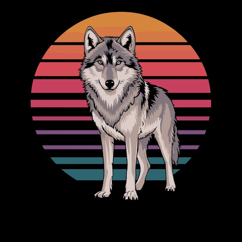 Retro Wolf Before Sunset