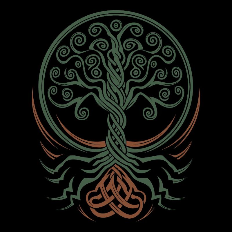 Arbre de vie néo-celtique aux racines entrelacées