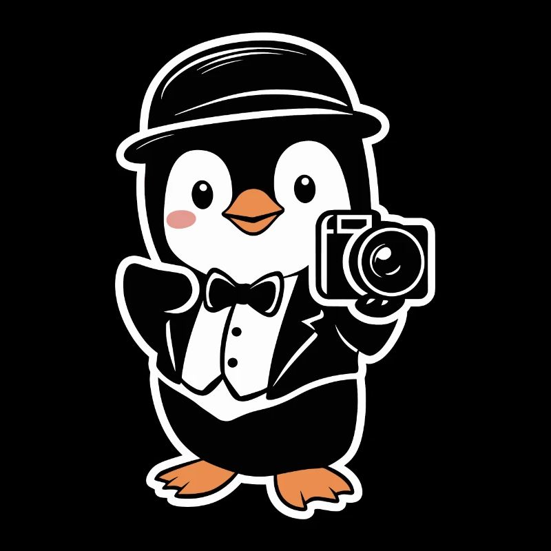 Eleganter Pinguin mit Kamera