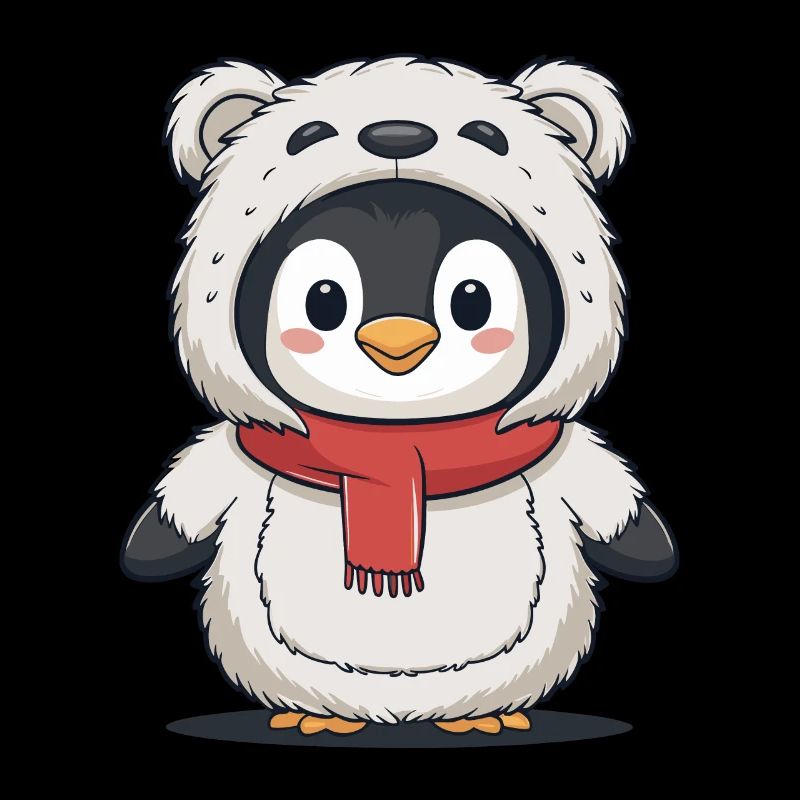 Niedlicher Pinguin Im Bärenkostüm