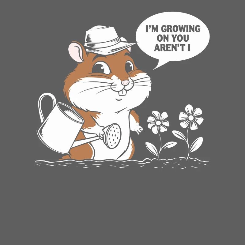 Hamster mignon avec arrosoir et fleurs
