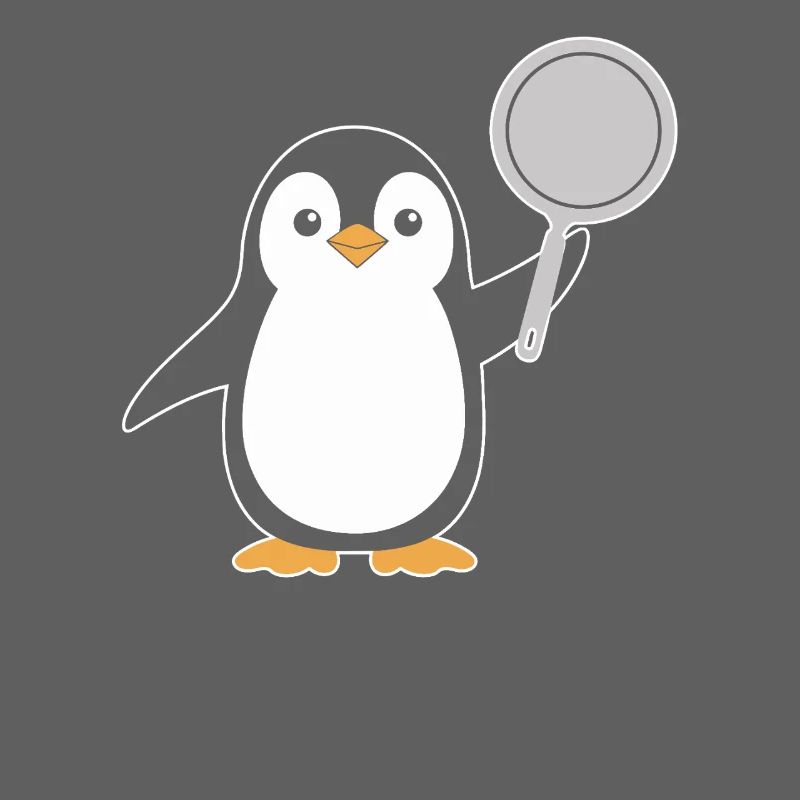 Penguin with pan illustrations for