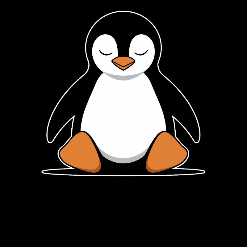 Relaxed Penguin Meditation Cartoon
