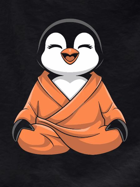 Yoga style meditating penguin