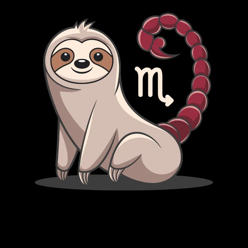 Scorpio Zodiac Sign Sloth Illustration With