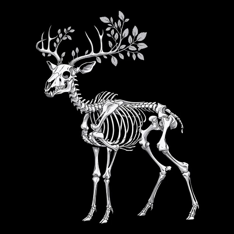 Dark Cottagecore Deer Skeleton with Twigs