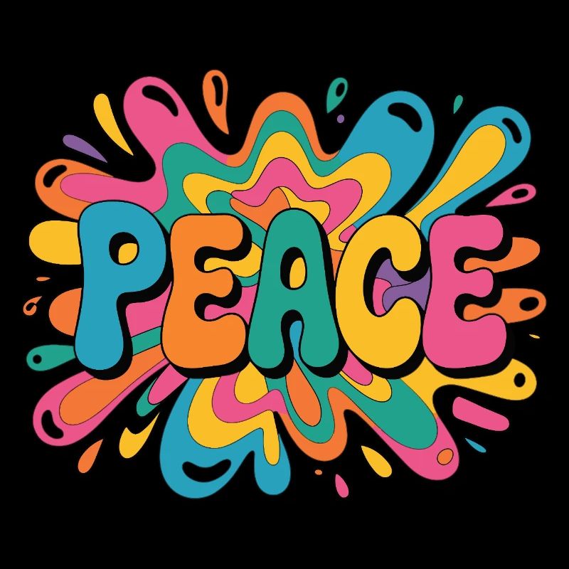 Peace 1960s psychedelic pop-art design