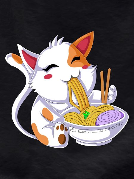 Cat Eating Ramen