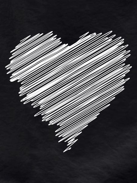White scribble love heart