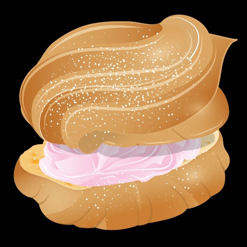 mit rosa Sahne gefüllter Windbeutel Illustration