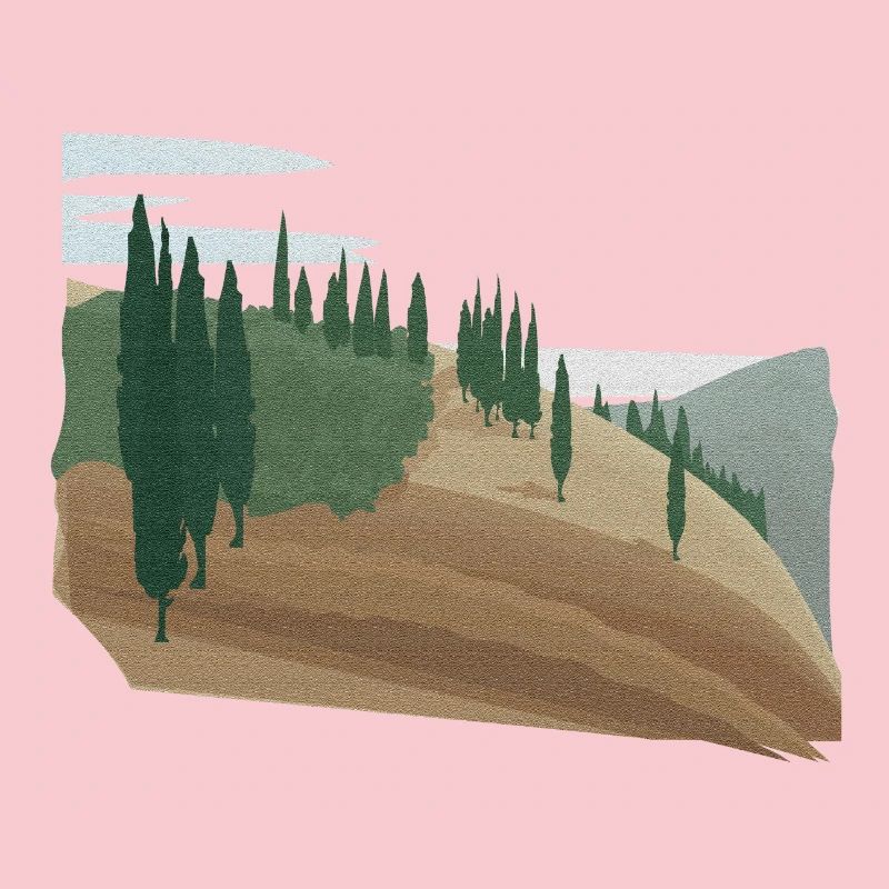 Pine forest hilly landscape with structure (modific.)