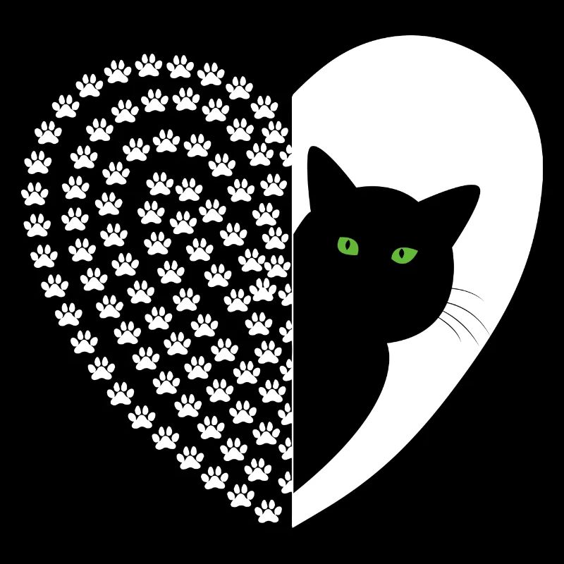 Chat noir à motif floral