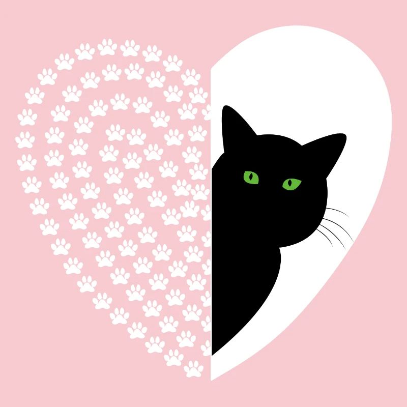 Black cat with floral pattern