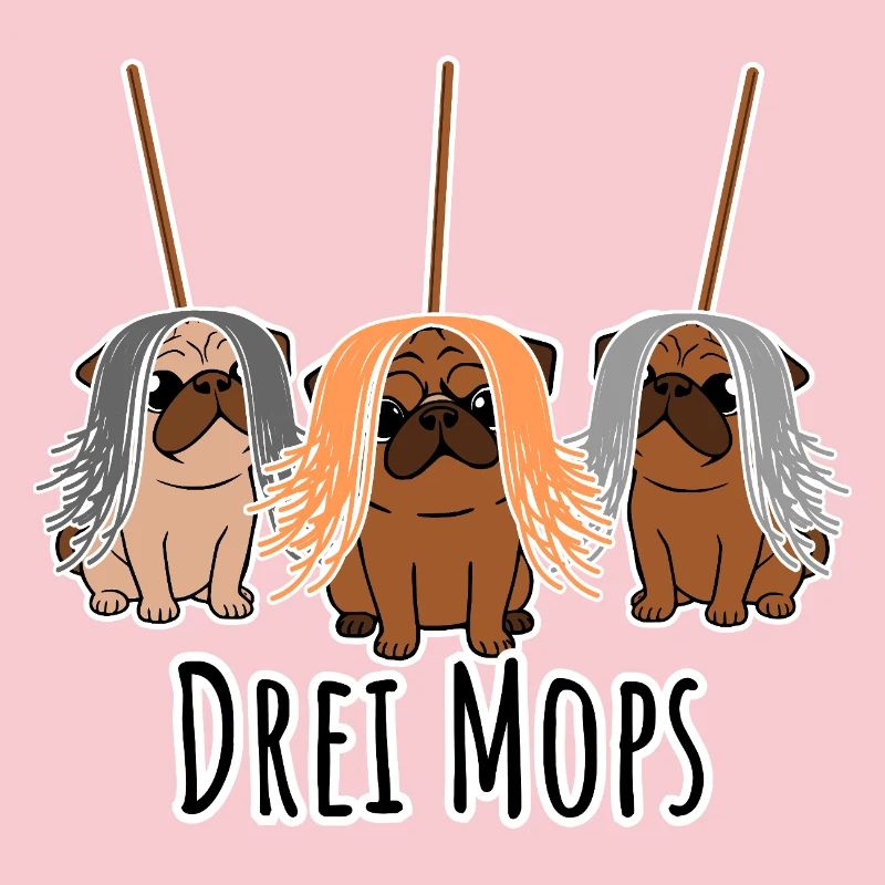 Zwei Mops - Hunde oder Putzgeräte? Hunde Humor?