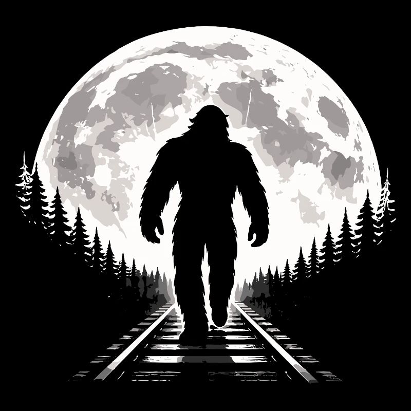 Bigfoot on railroad tracks