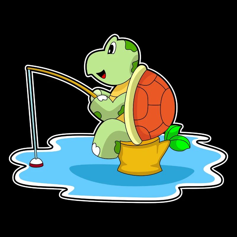 Schildkröte Angler Angelrute