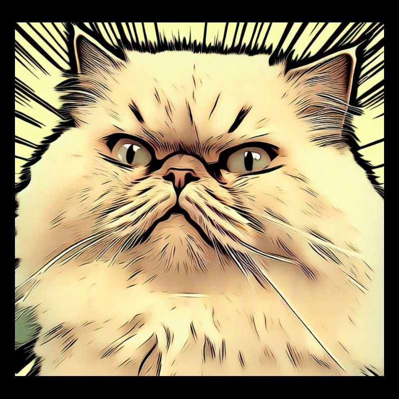 Chat persan Negan dans le style comique