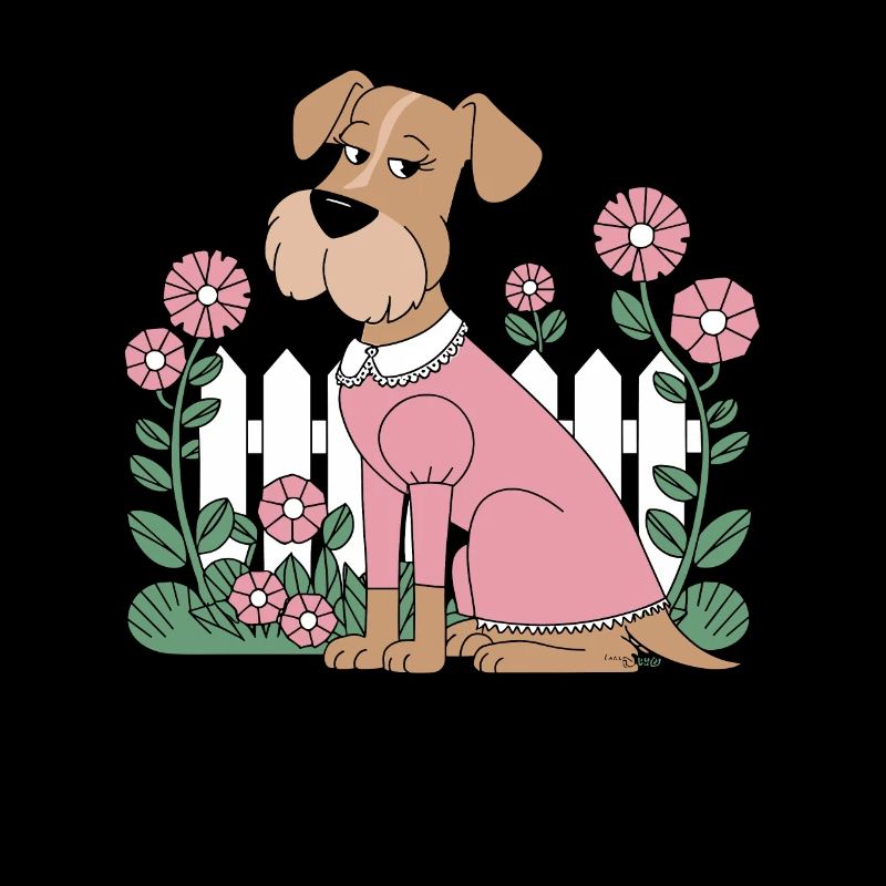 Chien Cottagecore dans le jardin fleuri