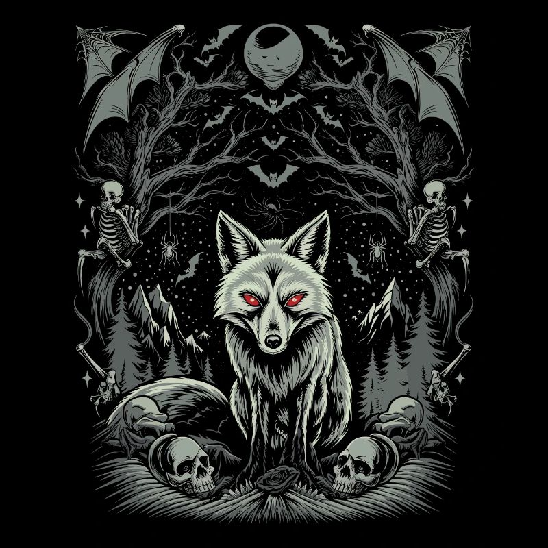 Dark Cottagecore Aesthetic Wolf in the Moonlight