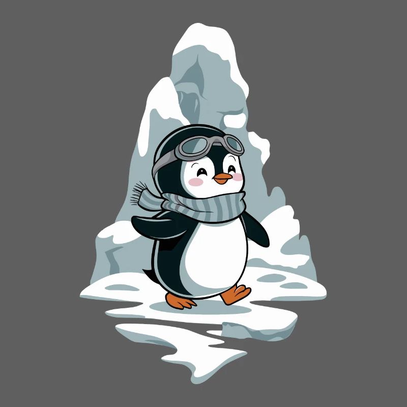 Pingouin joyeux avec écharpe et lunettes devant