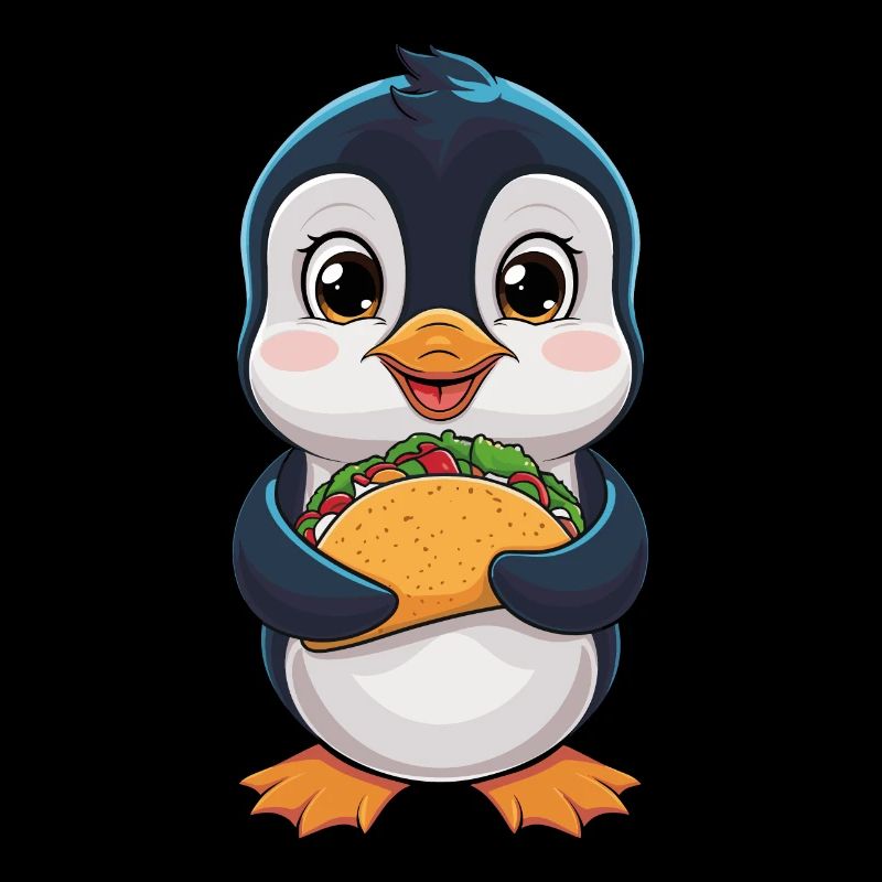 Pingouin mignon avec des tacos