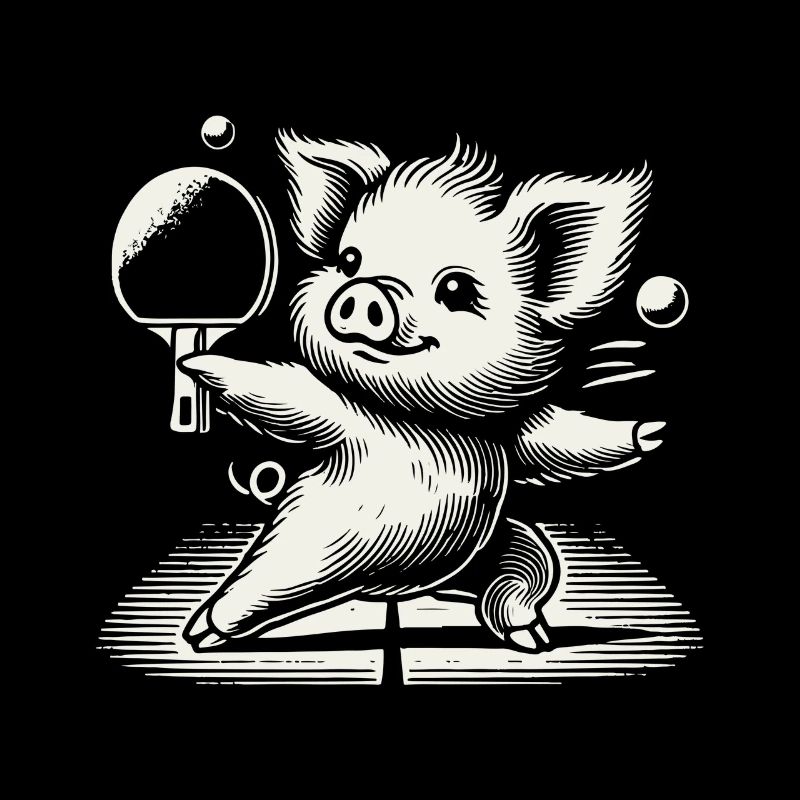 Funny Table Tennis Pig Cute Design