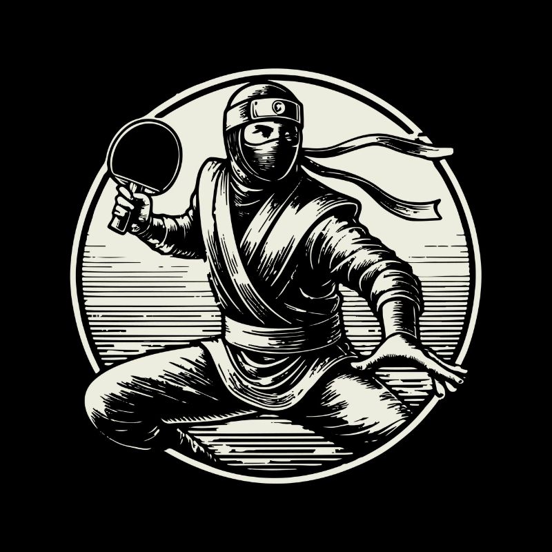 Retro Ninja Table Tennis Player Artwork Design