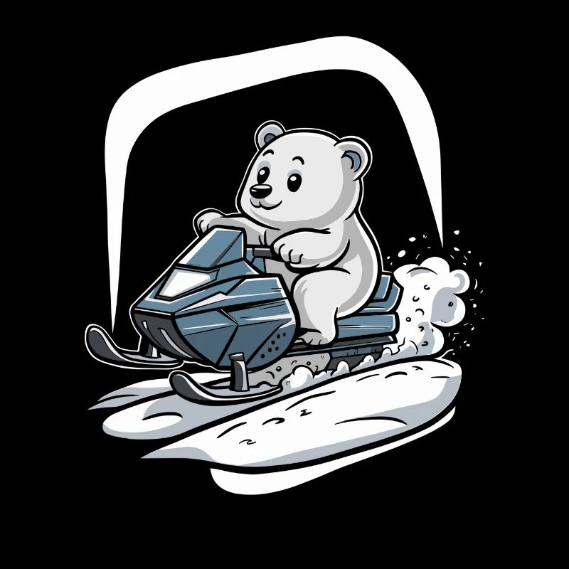 Polar Bear on Snowmobile Adventure