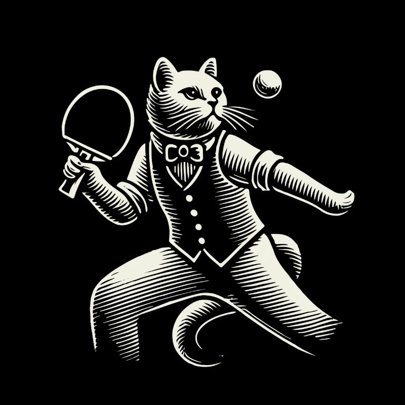 Cute Cat Plays Table Tennis Masterfully