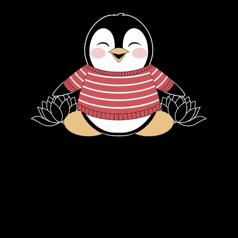Meditierender Pinguin im Streifenpullover