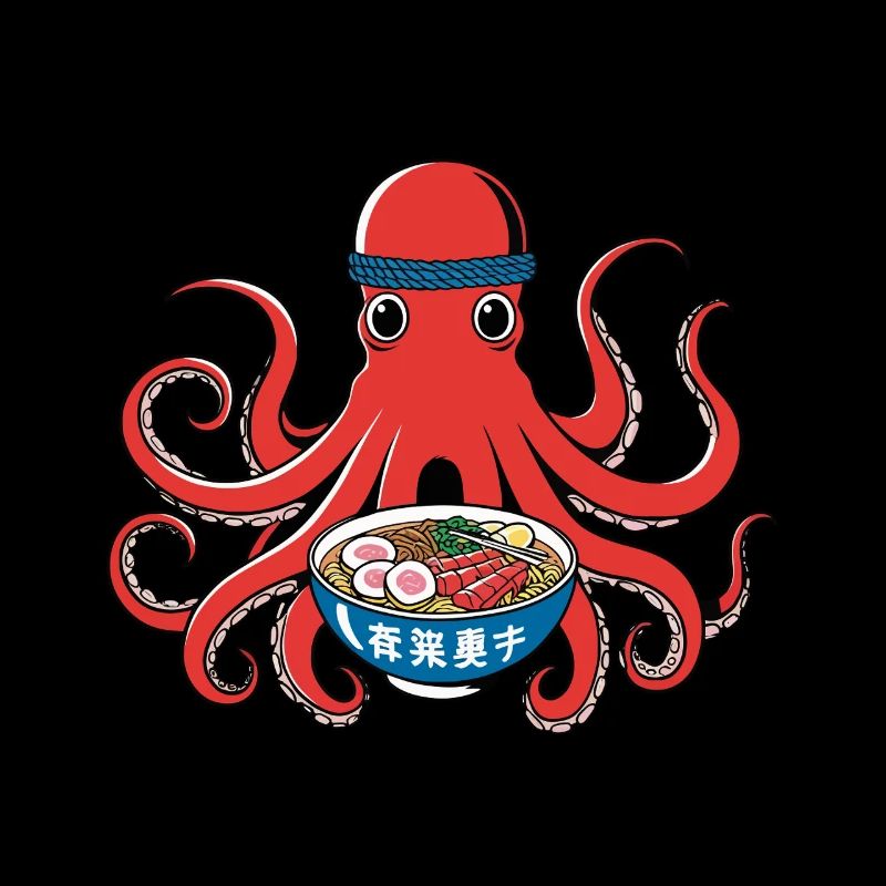 Oktopus Ramen Nudeln Japan Retro Stil