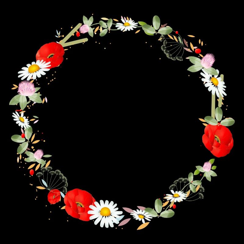 belle couronne de prairie d’été avec des coquelicots