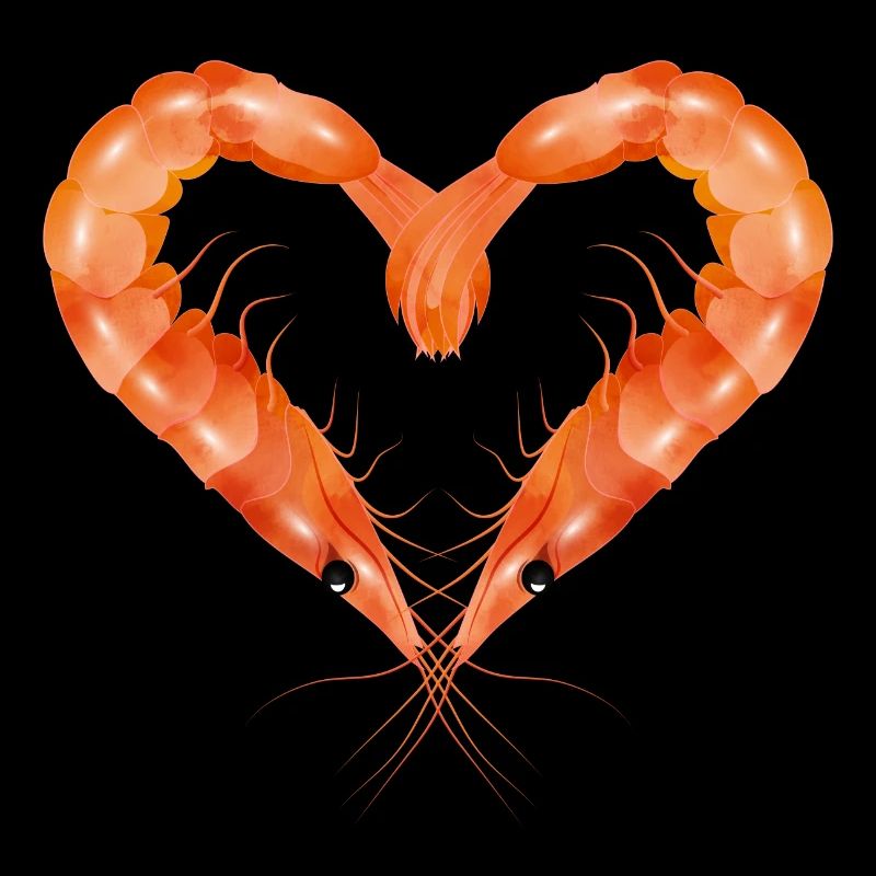 two prawns or shrimps designed in heart shape