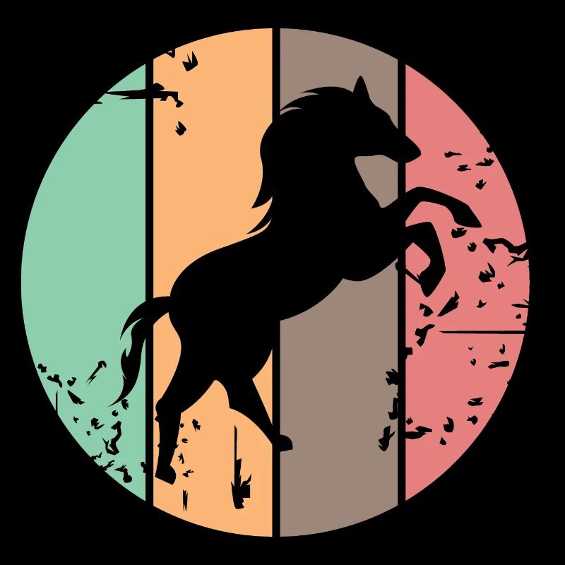 Icônes d’illustration d’animaux de galop de chevaux de couleurs rétro