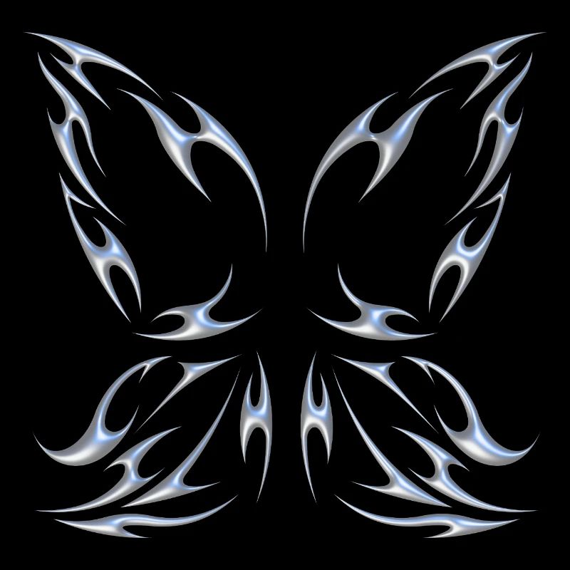 Chrome métallisé ailes de fée papillon design