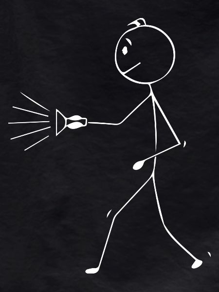 Stick figure with flashlight