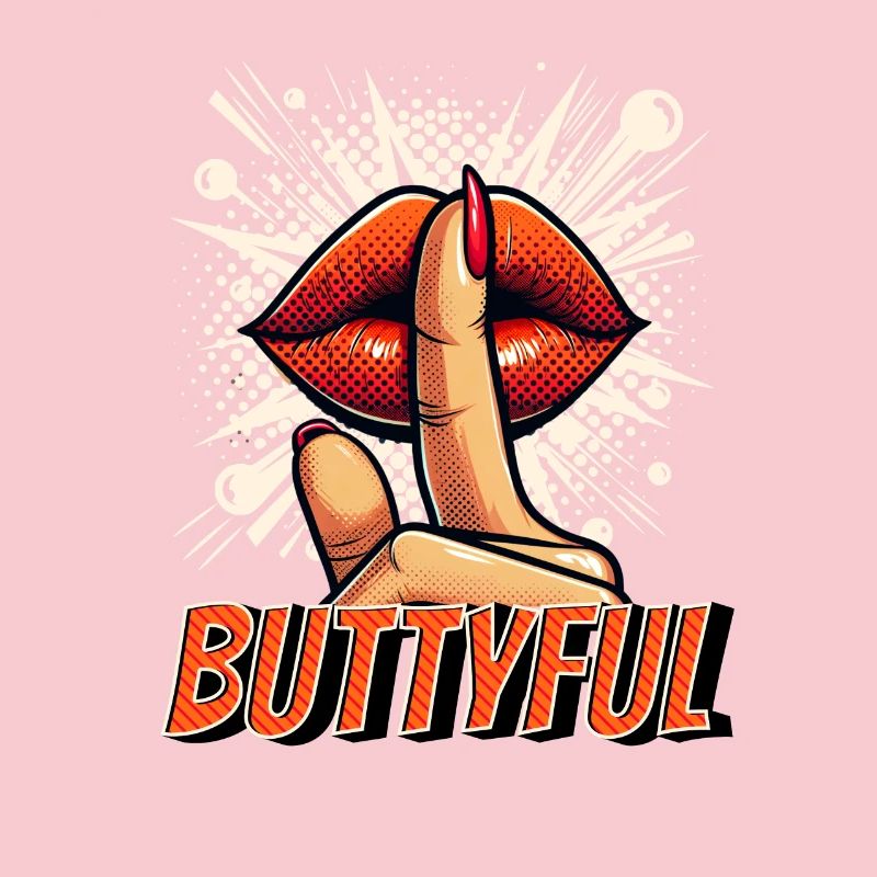 Buttyful with red lips and kissing lips